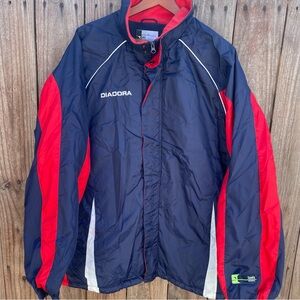 Vintage Diadora Windbreaker Jacket 90s Soccer Red White Blue Men’s XXL Logo